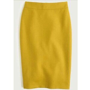 Vintage Y2K J. Crew Double Serge Wool No. 2 Pencil Skirt in Tangy Olive Yellow 6